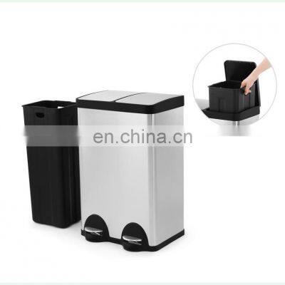 Hot Selling Household 2 in 1 Stainless Steel 40l 60l Recycle Waste Bin for Kitchen photo-5