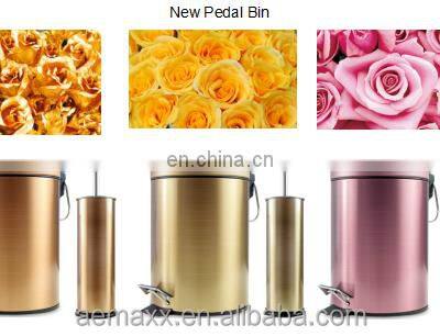 Luxury 3L 5L 12L Fingerprint Proof Stainless Steel Rose Gold Color Coded Foot Pedal Slow Closed Dustbin photo-5