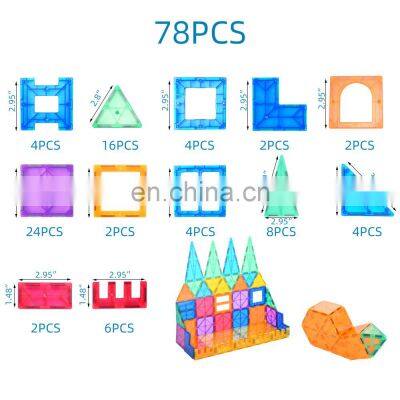 Kids Educational STEM Toys Amazon Best Seller Magnet Building Tiles 78 PCS Magnetic Building Blocks for Children photo-5