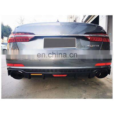 RS6 Rear Diffuser With Tailpipe for Audi A6L C8 High Quality RS6 Style Rear Diffuser for Audi A6 L 2019 2020 2021 photo-4