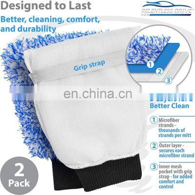 Ultra Absorbent Customize High Quality Premium Chenille Stock Cloth Microfiber Car Wash Mitt Scratch Free Car Wash Glove