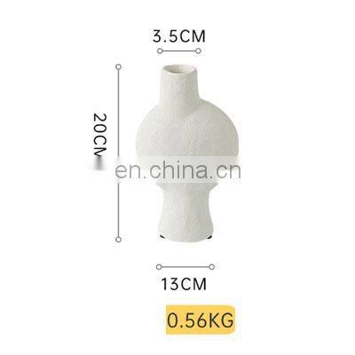 Simple Japanese Style Plain Embryo Home Decoration Retro Ceramic Ornaments Dry Flower Ikebana Ceramic Vase photo-5