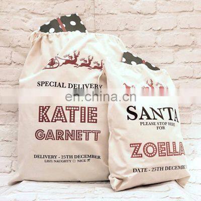 Customs Laminated Christmas Santa Sack Jute Gunny Sack Gift Burlap Santa Sack photo-4