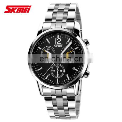 9070 skmei wholesaler Wristwatch Movt Quartz Watch factory price Stainless Steel black silver watches men