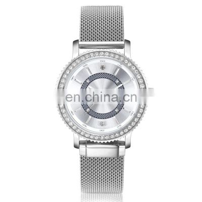 Luxury Shiny Diamond Sunray Waterproof Mesh Strap Women Watch