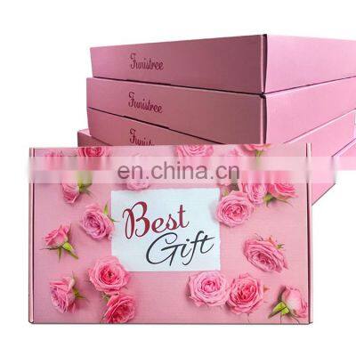 small custom logo pink black makeup perfume lipstick wigs eyelashes mailer box cardboard corrugated shipping mailing boxes