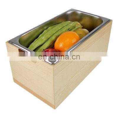 Large Wood Countertop Kitchen Smell Proof Compost Bin With Stainless Steel Insert And Lid