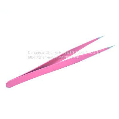 Metal Tweezers Deep Pink Straight Head Tweezers Crystal Glue Diy Handmade Tool Material Straight Head Tweezers photo-3
