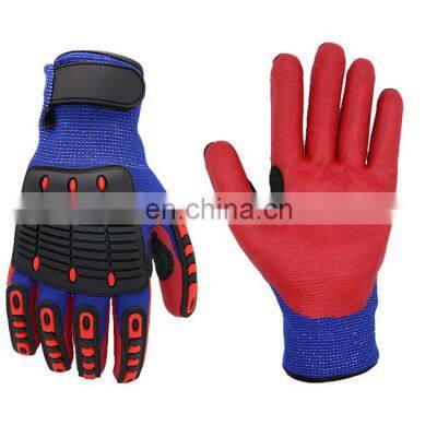 Factory Custom Blue Mining TPR Mechanic Cut Resistant Impact Resistant Work Safety Gloves