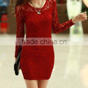 Womans Fashion Dress Long Sleeve Dress Thin Lace Sexy Dress photo-3