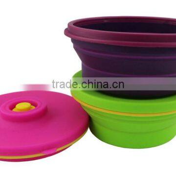 100% Pure FDA LFGB Silicone Collapsible Stacking Food Storage Containers