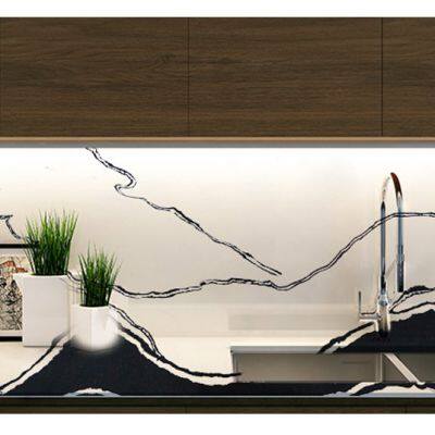 Code：1218，Calacatta Artificial Stone Quartz Slab Kitchen Countertops photo-3