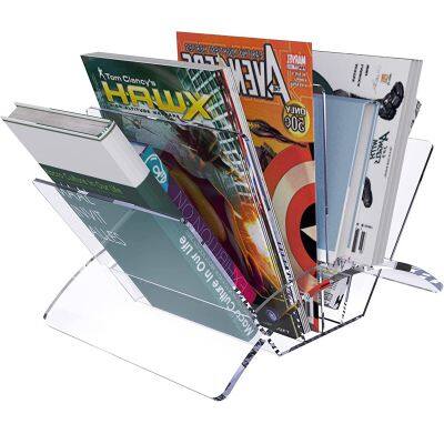 Desktop Clear Acrylic Magazine Rack File Storage Organizer for Books Magazines Publications Binders Envelopes