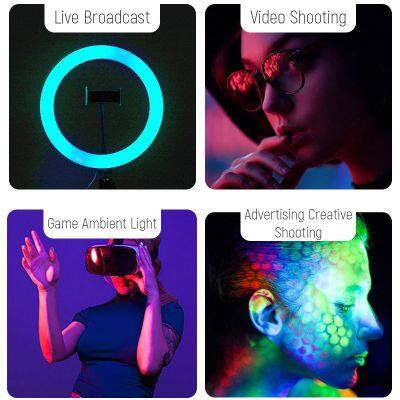 New Style Portable 10 Inch RGB Selfie Ring Light Profissional Selfie Ring Light for Phone Camera photo-5