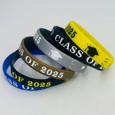 OEM Printed One Color 2025 New Graduation Students Doctoral Cap Commemorative Bracelet in Stock in Seconds Silicone Wristbands photo-4