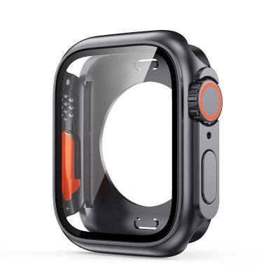Leyi Pattern PC Hard Screen Protector Case for Apple Watch Series SE 6 Glass Film Full Cover for Iwatch 40mm 44mm Turn to Ultra