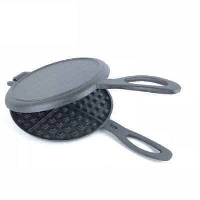 Cast Iron Waffle Maker [ Made in China ] Nonstick Seasoned Coating, Portable DIY Waffle Maker for Kitchen and Camping