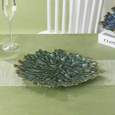 Wholesale Colorful Glass Plate for Wedding Western Food Plate Home Decoration Gold Glass Clear Beaded Charge Plate Dinnerware photo-3