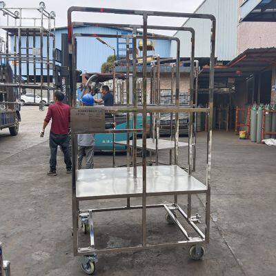 Тележка из нержавеющей стали 316 с регулируемыми полками для склада