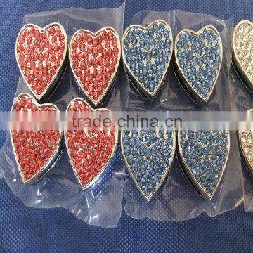 Exquisite Fashion Slide Diy Charm Chrome Plated Alloy Jewelry 18MM Rhinestone Heart Shape Slide Charms