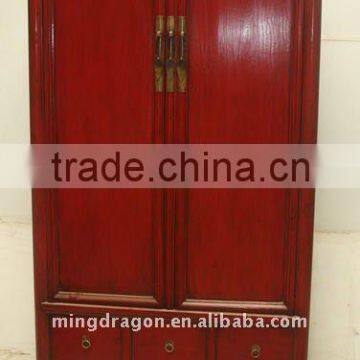 Chinese Antique Red Wedding Cabinet / Wardrobe