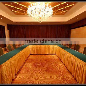 Custom size company meeting room use polyester VISA fabric box pleats table skirts