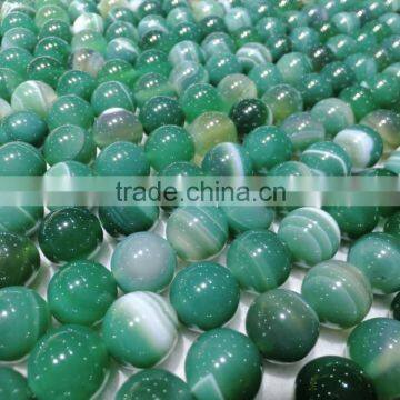 Polished Green Agate Natural Gemstone Striped Agate Round Beads photo-2