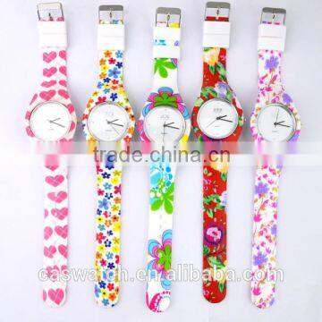 Alibaba Hot sale Water transfer printing Silicone wrist band watch