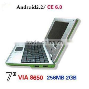 Mini notebook laptop+VIA8650+Win CE 6.0 OS/Android 2.2 OS