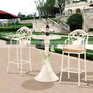 High Quality White Aluminum Bistro High Chair and High TopTable Outdoor Furniture