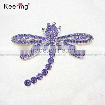 8*6.5cm purple rhinestone dragonfly pin brooch WBR-197