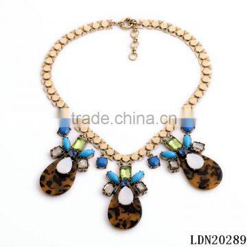 Tortoise Shell Flower Necklace Bib Statement Necklace