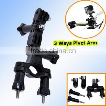 Factory 3 Ways Pivot Arm Bike Scooter Ski Poles Golf Stroller Mount for Hero4 3+ 3 Xiaomi Yi Action Camera SJ4000 SJ5000 SJ6000