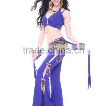 Comfortable purple Indian belly dance costume for practice stage