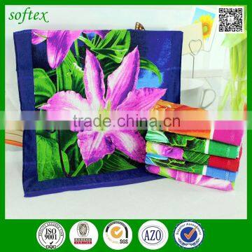 china supply custom print towels bath flowers 100% cotton