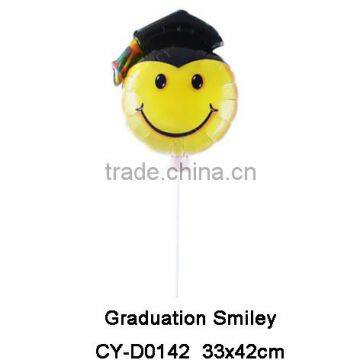 2016 Hot sale cup stick series emoji foil balloon graduation helium balloon for party decoration