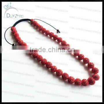 Red Shamballa bead necklace