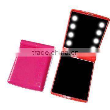 Plastic square two-ways compact mirror & pocket compact mirror with led lights