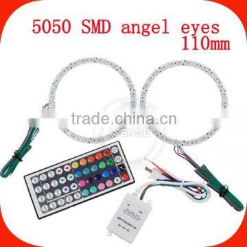Hot selling DC12v Epistar chips 5050 smd White PCB 110mm full circle angel eyes rgb led light