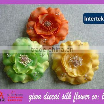 Rhinestone center decorative artificial fabric poney flower