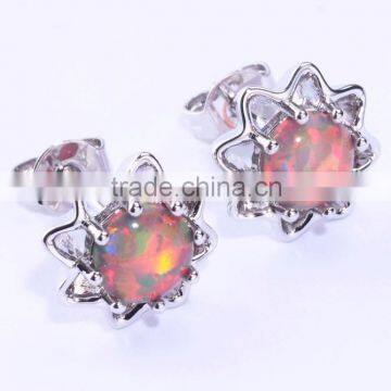 Wholesale Sterling Silver Orange Opal Cheap Chinese Stud Earring