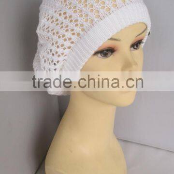 New Arrive Button Decoration Elegant White Crochet Knit Winter Hat photo-5