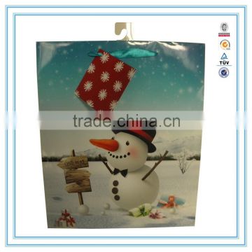 2015 christmas decoration snowman printed luxury paper shopping bag