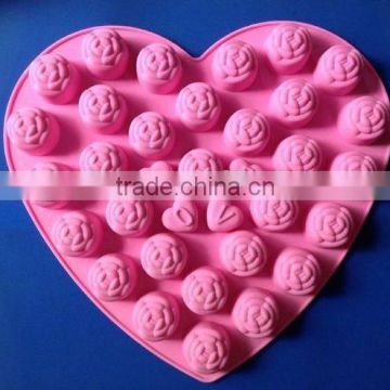 AI-I007 love design pink color silicone rose cake mold