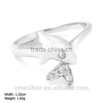 [RZH-0954] Dolphin Silver Ring in 925 Sterling Silver Jewelry with AAA CZ Stone