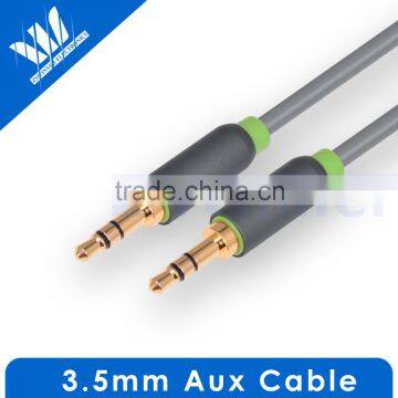 Flexible 3.5mm audio cable male to male for car stereo aux cable