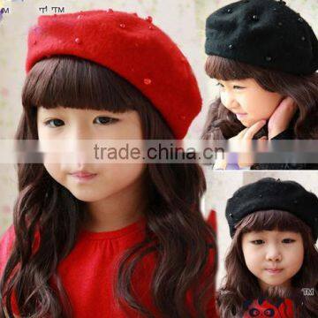 2015 newest design lovely princess girls beret woolen hat