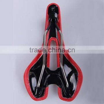 Red Bicycle Saddle Titanium Base MTB Leather Mountain Bikes Saddle photo-4