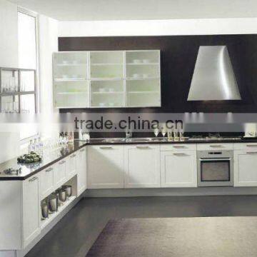 lacquer kitchen cabinets with frost glass wall cabinets