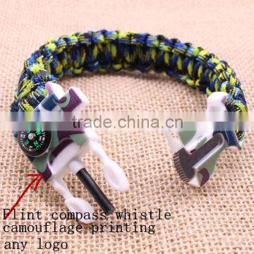 Outdoot parachute cord survival bracelet with whistle buckle andcamping